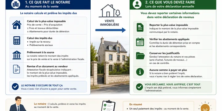 Vente immobilière : ce que calcule le notaire et ce qu'il faut encore déclarer